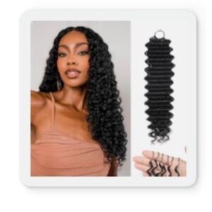 BlackHuman Crochet Hair Deep wave Crochet Human Hair Bundle 16Inch